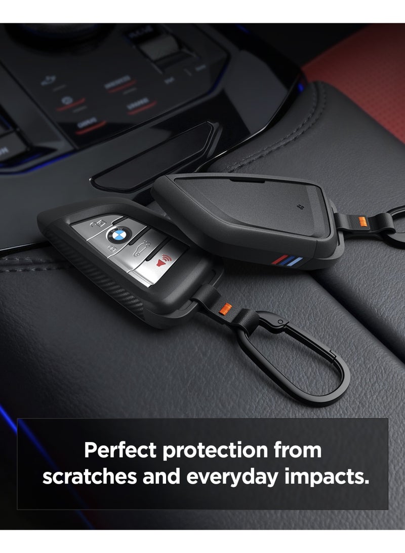 Spigen BMW Key Fob Cover Rugged Armor Case with Carabiner for BMW 2 3 5 6 7 8 X1 X2 X3 X4 X5 X6 X7 Z4 G Series Smart Keyfob - Black - Image 2